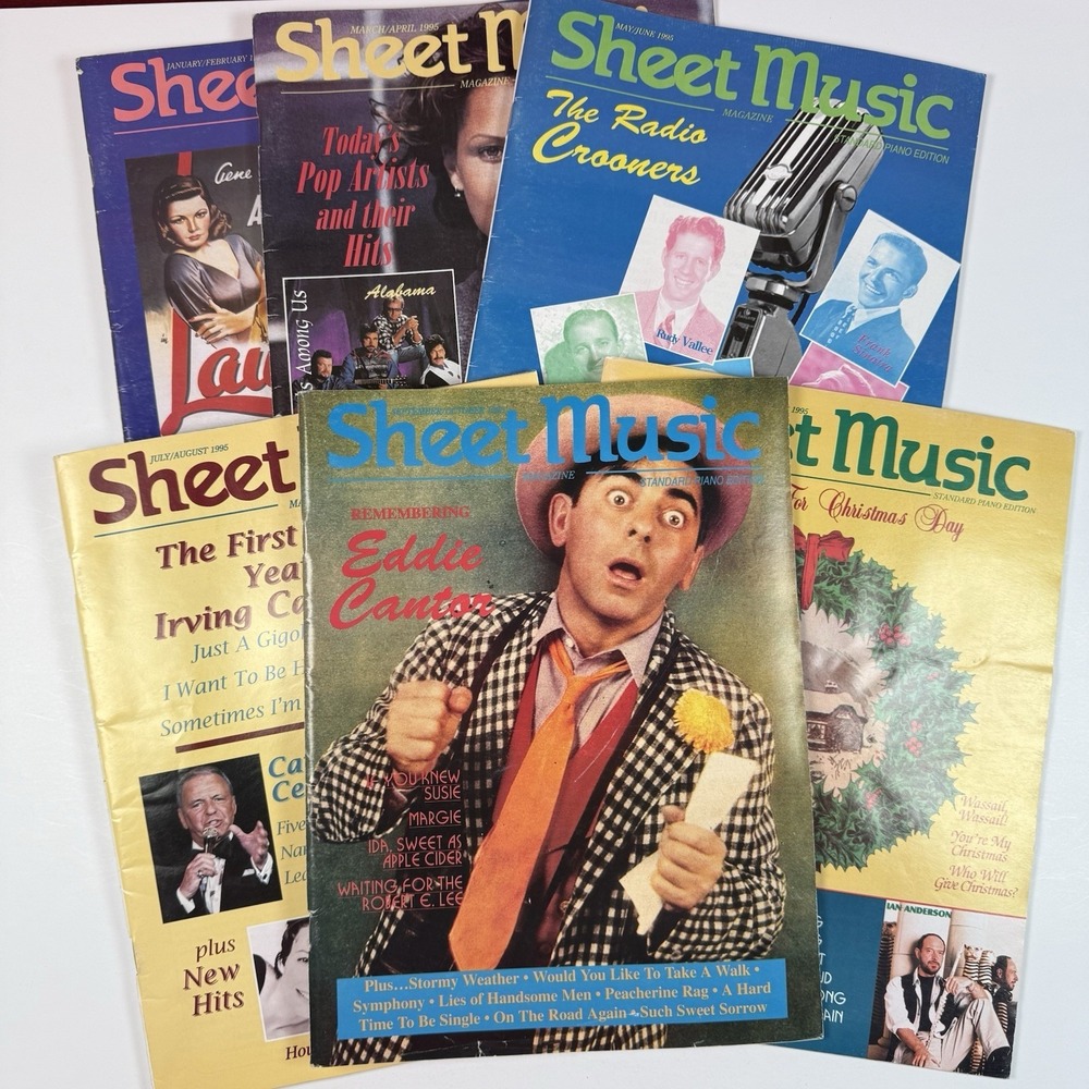 Sheet Music Magazine 1995 Complete Year 6 Issues Vocal Piano Guitar Vintage